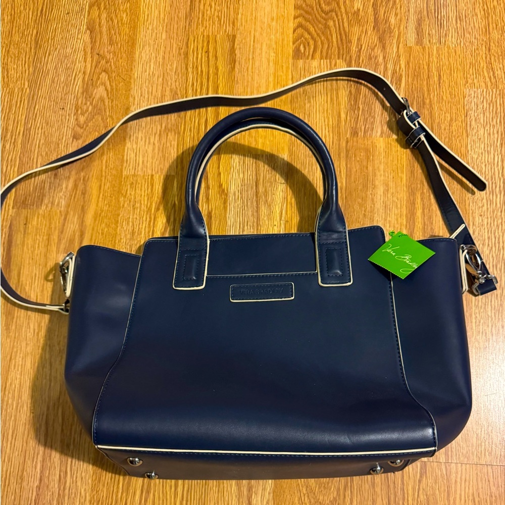 Vera Bradley crossbody faux leather in Classic Navy with shoulder straps.  NWT